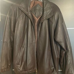 Brown leather bomber jacket. Perfect condition!